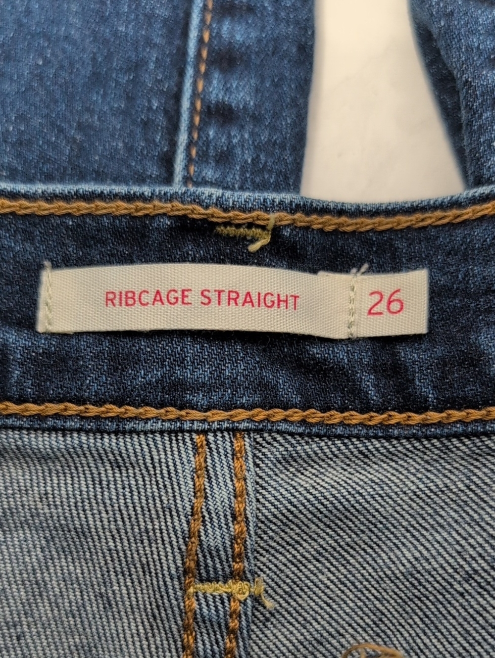 Levis Ribcage Straight Leg Button Fly Jeans Dark Wash - Picture 5 of 8
